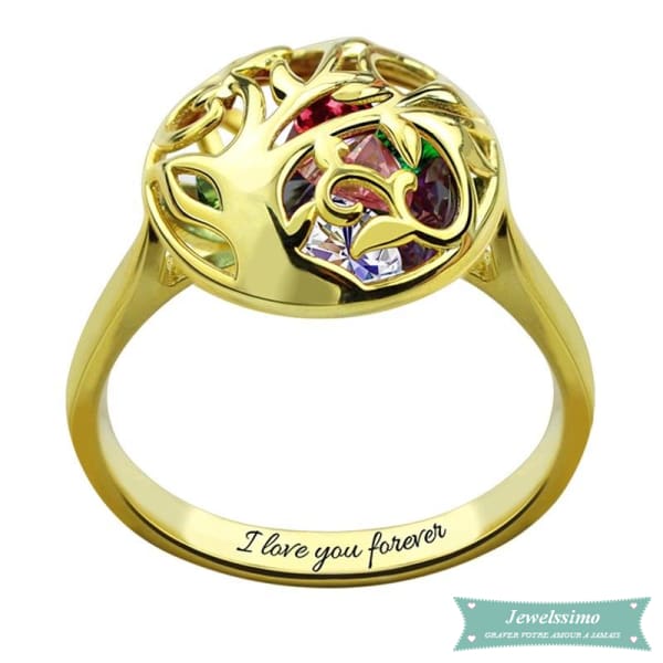 Bague familiale Birdcage en plaqué or bague famille