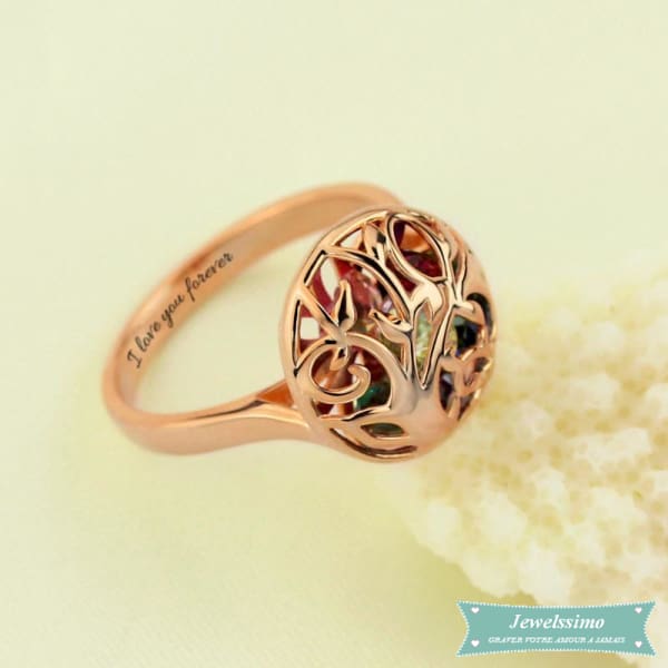 Bague familiale Birdcage en plaqué or rose bague famille
