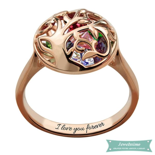 Bague familiale Birdcage en plaqué or rose bague famille