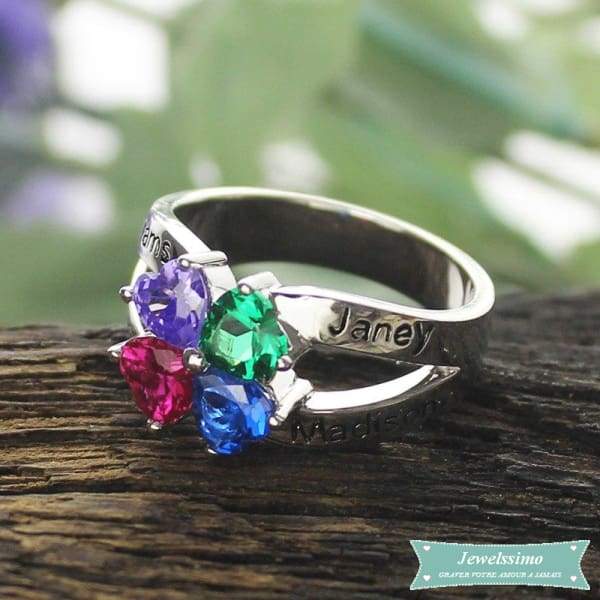 Bague Famille 4 Prénoms Always Together En Argent Sterling 925 Bague Famille