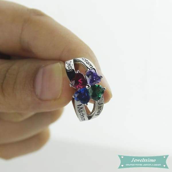 Bague Famille 4 Prénoms Always Together En Argent Sterling 925 Bague Famille