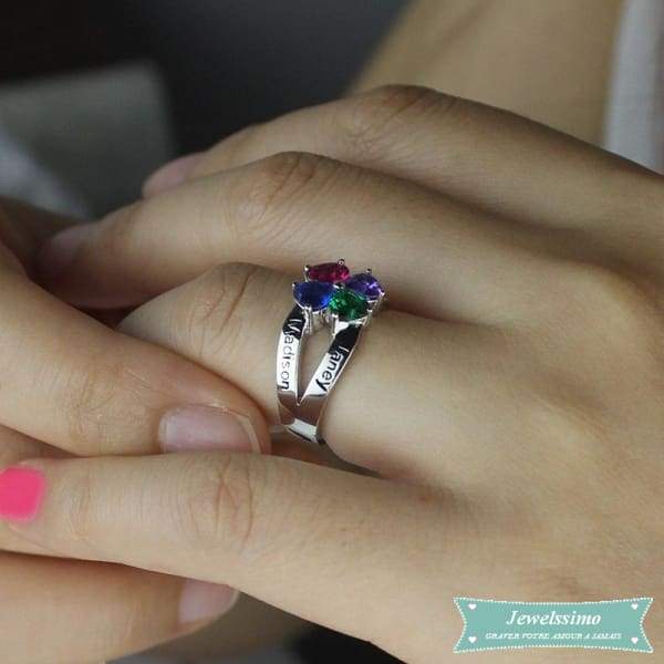 Bague Famille 4 Prénoms Always Together En Argent Sterling 925 Bague Famille