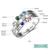 Bague Famille 6 Prénoms Avec Pierre De Naissance En Argent 925 Bague Famille