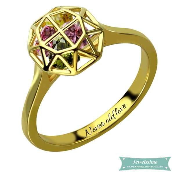 Bague Famille Avec Pierre De Naissance For My Mom En Plaqué Or Or Jaune / 47 - 4 Bague Famille