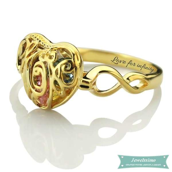 Bague Famille La Cage Du Bonheur En Plaqué Or Jaune Bague Famille