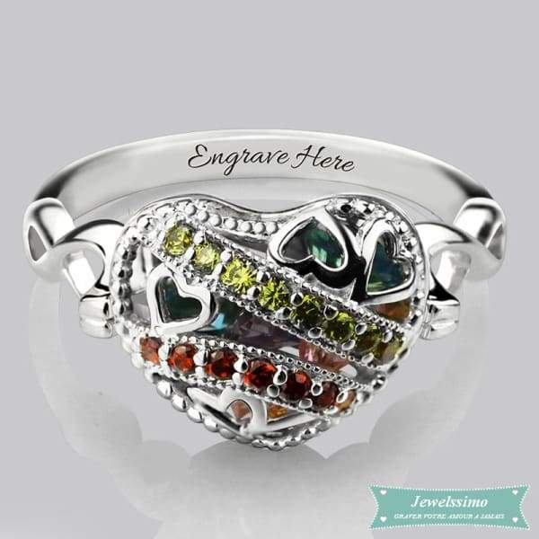 Bague Famille My Queen À Graver En Argent Sterling 925 47 - 4 Bague Famille