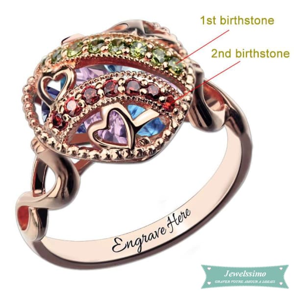 Bague Famille My Queen À Graver En Plaqué Or Rose