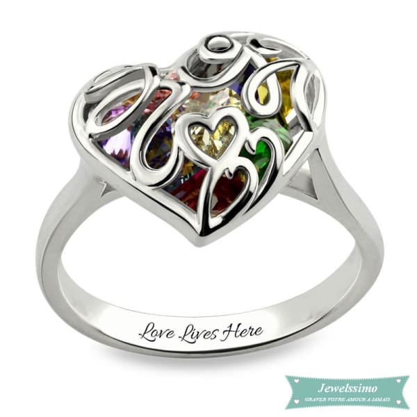 Bague Famille Pour Maman Love Is Life En Argent Sterling 925 Bague Famille