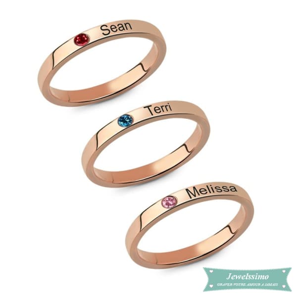 Bague gravée X3 en plaqué or rose 52 - 6 / Plaqué or jaune bague gravée