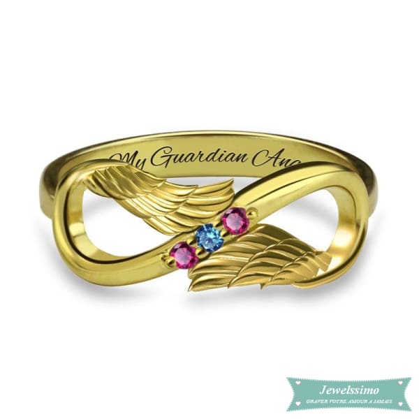 Bague infini Ailes danges en plaqué or jaune bague infini