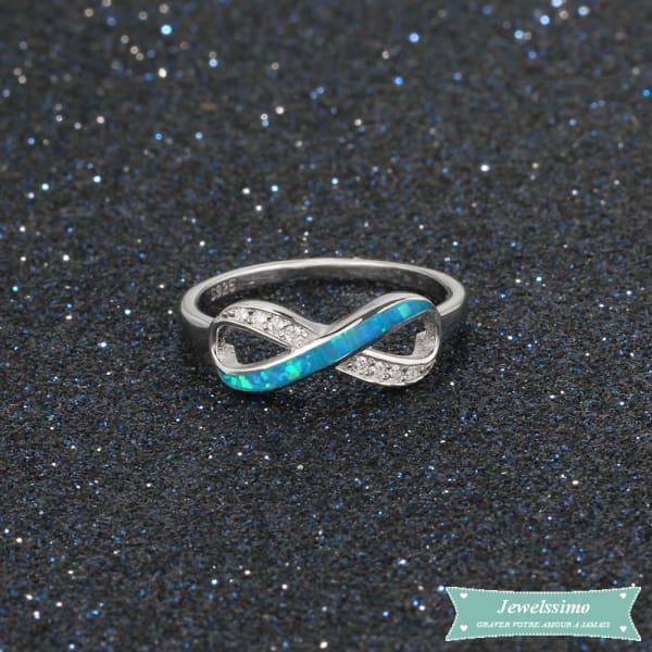 Bague Infini Me En Pierre Dopale Et Argent 52 - 6 Bague Infini