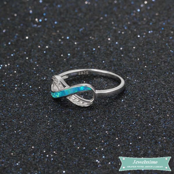 Bague Infini Me En Pierre Dopale Et Argent