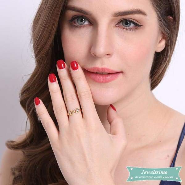 Bague Infini Perles Du Bonheur En Plaqué Or Jaune