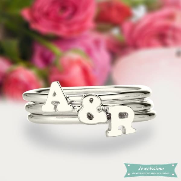 Bague Personnalisable 2 Initiales Love To Love Pour Couple Amoureux En Argent Bague Couple