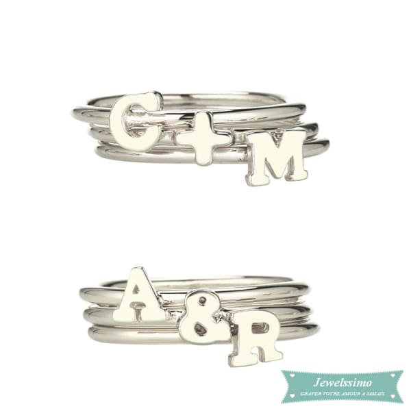 Bague Personnalisable 2 Initiales Love To Love Pour Couple Amoureux En Argent Bague Couple