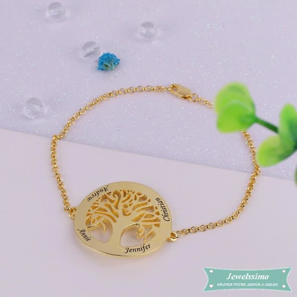 Bracelet Arbre De Vie All My Life 4 Prénoms En Plaqué Or Bracelet Arbre De Vie