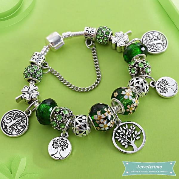 Bracelet Arbre De Vie Green Charm En Argent 18Cm Bracelet Arbre De Vie
