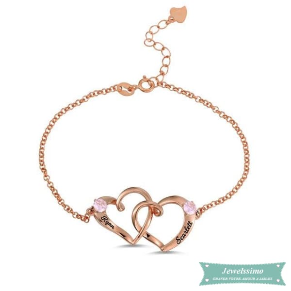Bracelet Couple Mon Coeur En Plaqué Or Rose 14Cm Bracelet Couple