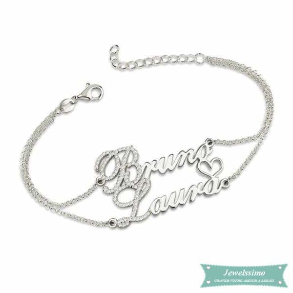 Bracelet Couple We Love Us 2 En Argent 925 (Traduction Arabe Possible) 14Cm Bracelet Couple