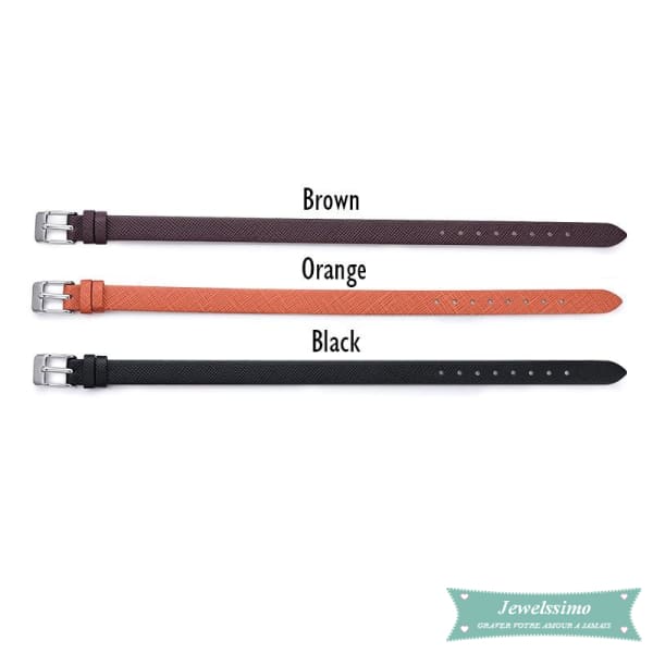 Bracelet Cuir Infini Rythme Cardiaque Avec Pierre De Naissance