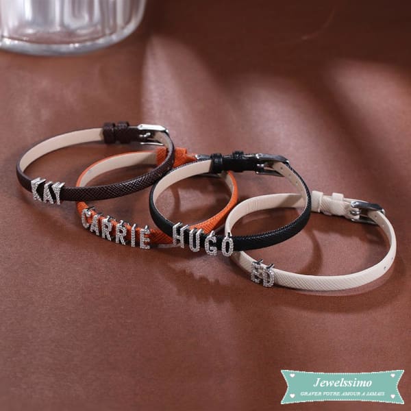 Bracelet Femme Personnalisé My Name Is En Cuir Bracelet Femme