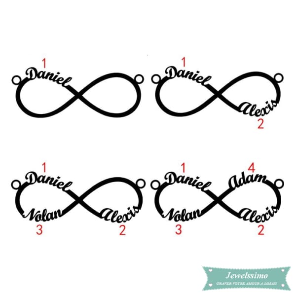 Bracelet Infini All Of You 1 À 4 Prénoms En Plaqué Or