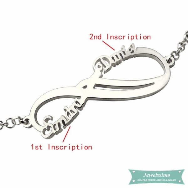 Bracelet Infini Pas Sans Toi 2 Prénoms En Argent 925