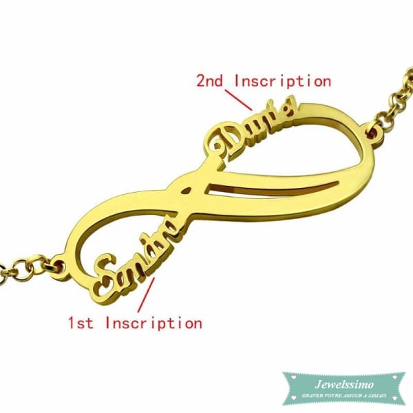 Bracelet Infini Pas Sans Toi 2 Prénoms En Plaqué Or