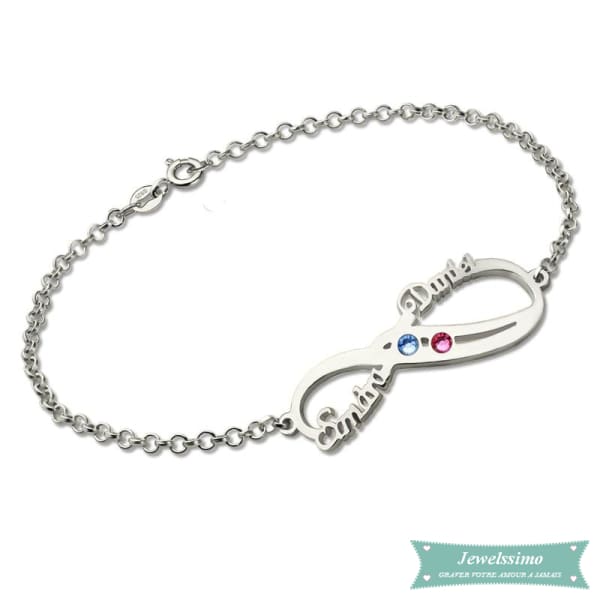 Bracelet Infini So In Love 2 Prénoms En Argent 925 14Cm Bracelet Infini