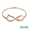 Bracelet Jonc Lotus 2 Prénoms En Plaqué Or Rose 15Cm Bracelet Infini