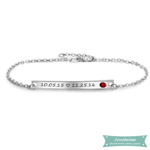 Bracelet My Favorite Date Argent Rhodié Bracelet Couple