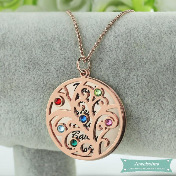 Collier Arbre De Vie À Graver En Plaqué Or Rose Arbre De Vie