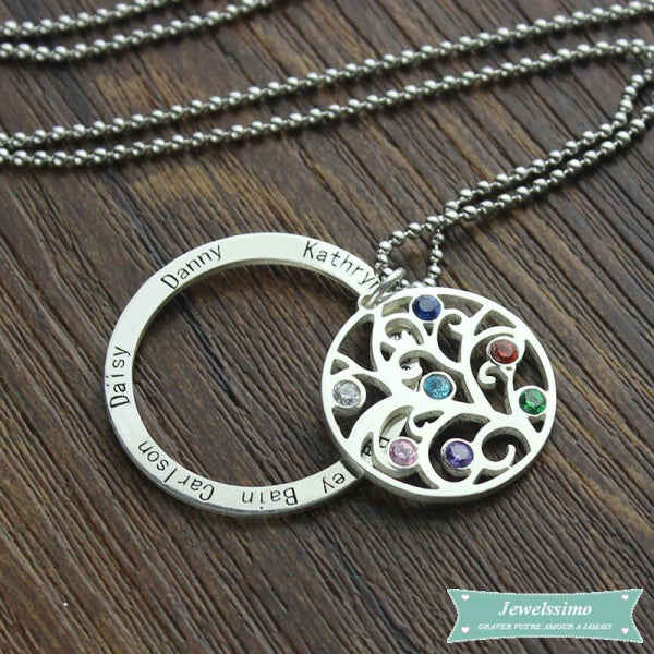 Collier Arbre De Vie Généalogique En Plaqué Or Jaune Arbre De Vie