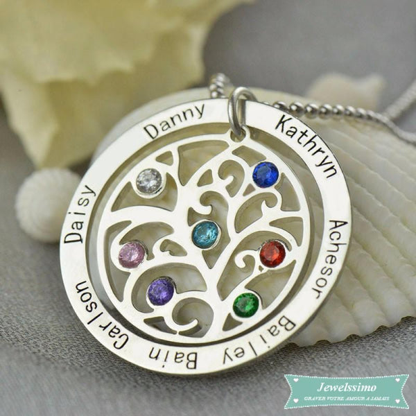 Collier Arbre De Vie Généalogique En Plaqué Or Jaune Arbre De Vie