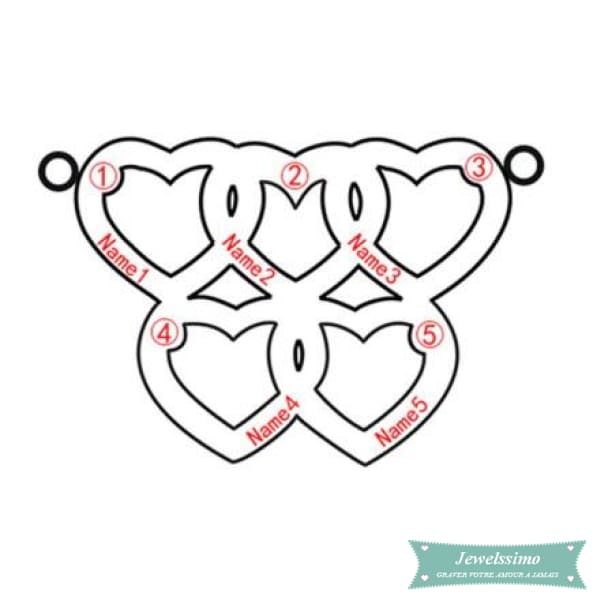 Collier Charmante famille 5 prénoms en argent S925 Famille