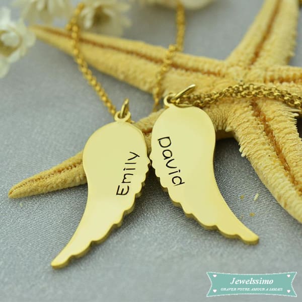 Collier Couple Ailes Danges En Plaqué Or Couple