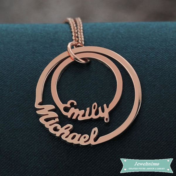 Collier Couple Cercle Amoureux En Plaqué Or Rose Couple