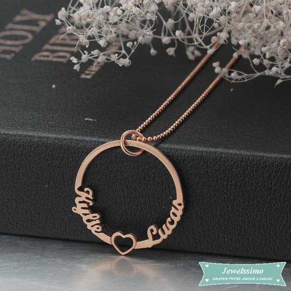 Collier couple Cercle de lamour en argent sterling Couple