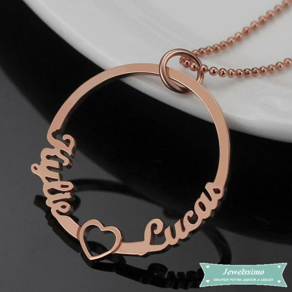 Collier Couple Cercle De Lamour En Plaqué Or Rose