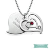 Collier Couple Coeur En 3D Argent Sterling