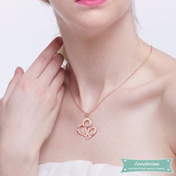 Collier Couple Coeur En Fusion Plaqué Or Jaune