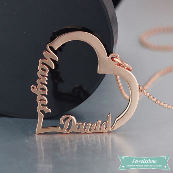 Collier Couple Heart En Plaqué Or Rose