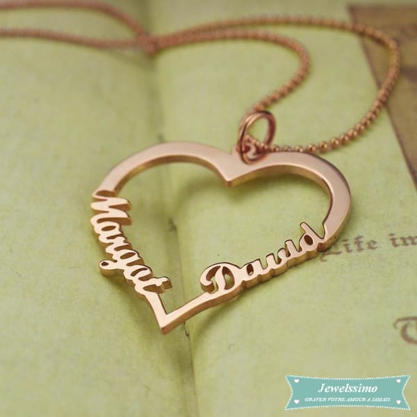 Collier Couple Heart En Plaqué Or Rose