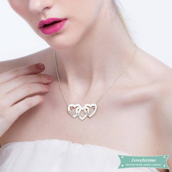 Collier Famille Coeur Éternel En Plaqué Or Rose