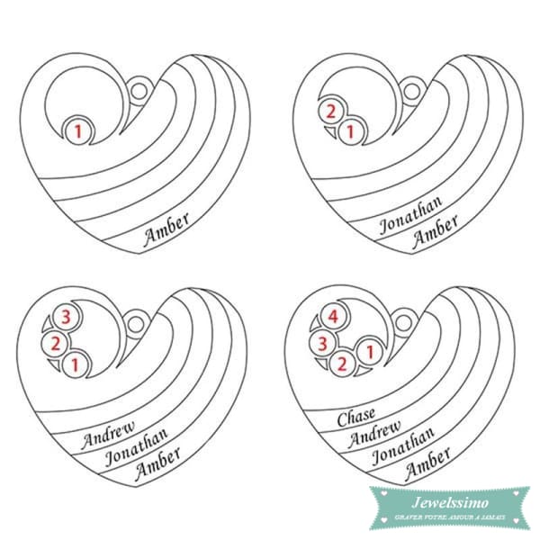 Collier Famille Fêtes Des Mères En Plaqué Or Jaune