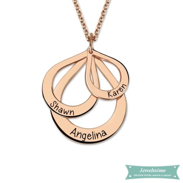 Collier Famille Goutte Deau En Plaqué Or Rose
