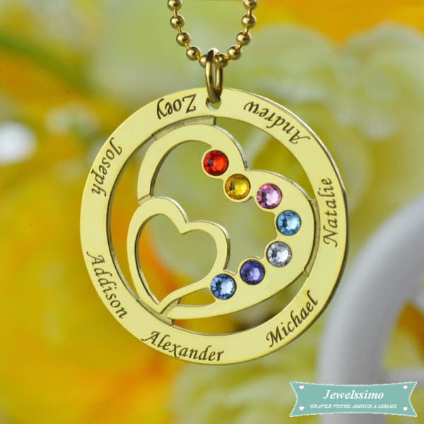 Collier Famille Into My Heart En Plaqué Or Famille