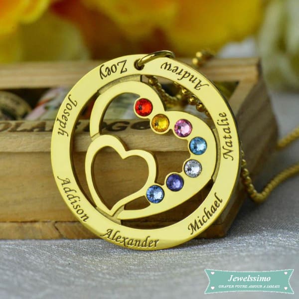 Collier Famille Into My Heart En Plaqué Or Famille