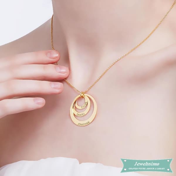 Collier Famille Mon Oxygène En Plaque Or Famille