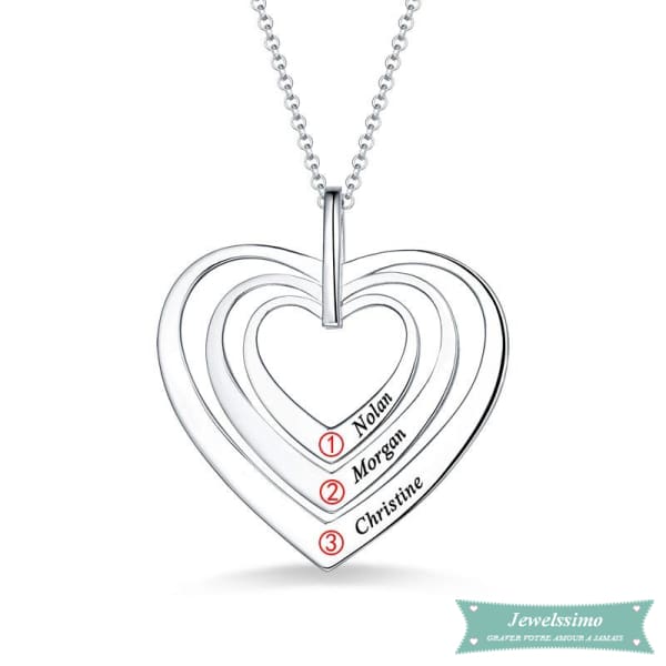 Collier Famille Sweet Heart En Argent Sterling 925